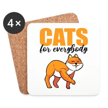 Cats For Everybody Miezekatze Kätzchen Hauskatze - Untersetzer (4er-Set) - Weiß - Vorne