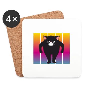 Staring Cat - Cats Staring - Coasters (set of 4) - white - Front