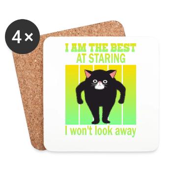 Staring Cat - Cats Staring - Coasters (set of 4) - white - Front