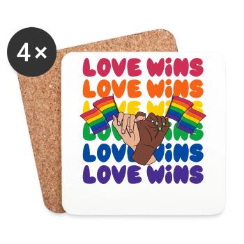 L’amour LGBTQ remporte l’arc-en-ciel des droits de l’homme - Dessous de verre (lot de 4) - blanc - Devant