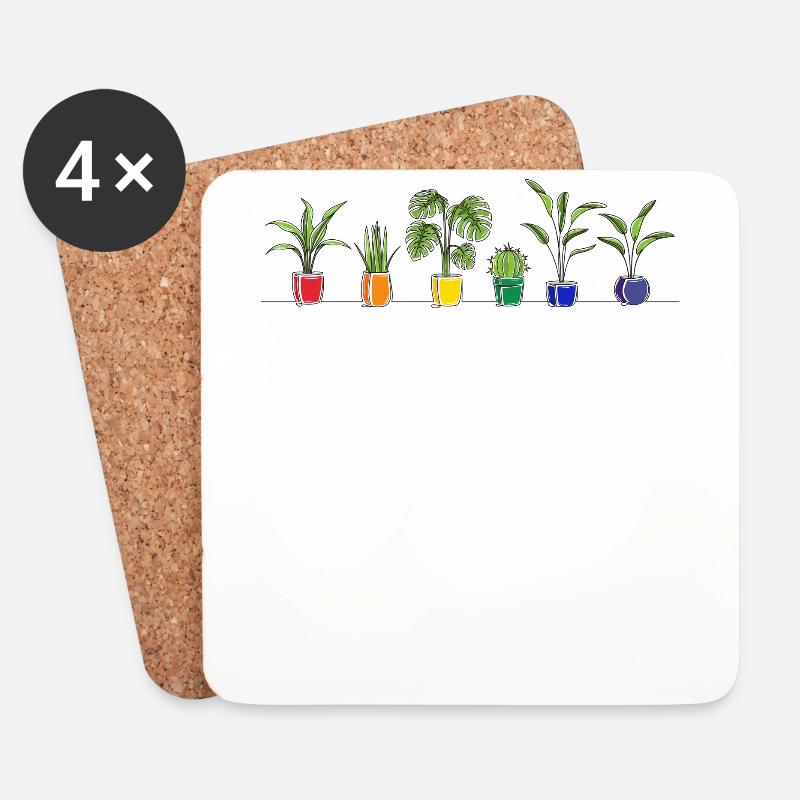 LGBTQ Plant Rainbow - Untersetzer (4er-Set) - Weiß