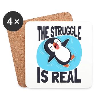 The Struggle is Real Kaiserpinguin Seevogel - Untersetzer (4er-Set) - Weiß - Vorne