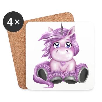 Licorne rose douce créature mythique - Dessous de verre (lot de 4) - blanc - Devant