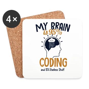 My Brain is 95% Coding Softwareingenieur Coder - Untersetzer (4er-Set) - Weiß - Vorne