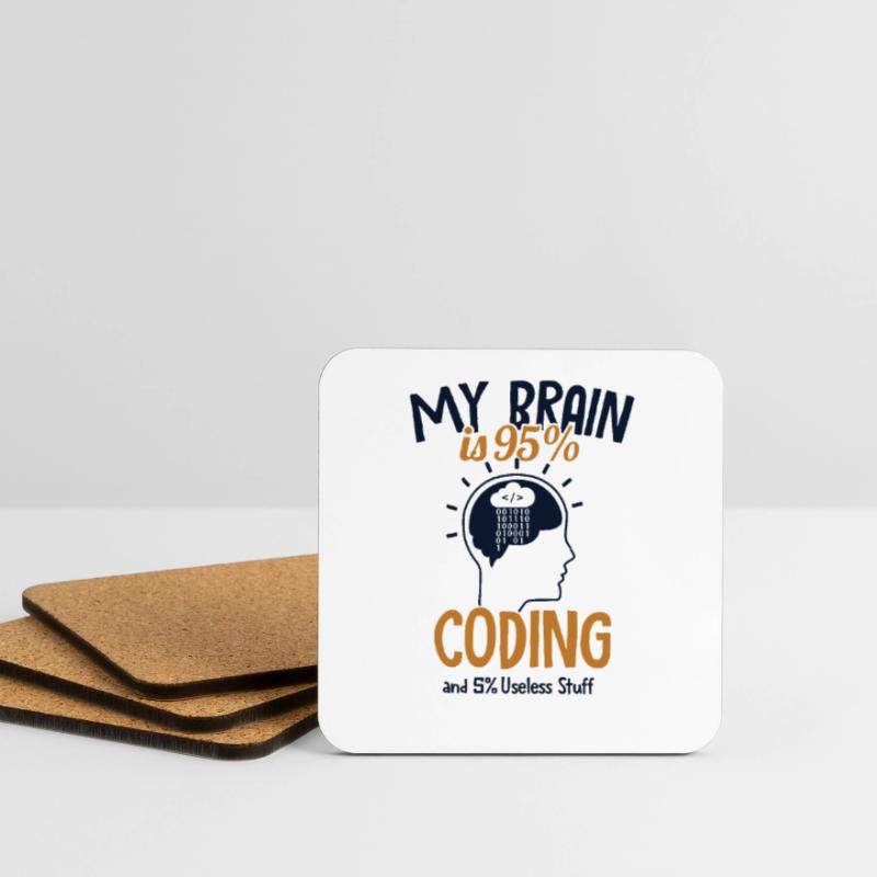 My Brain is 95% Coding Softwareingenieur Coder Untersetzer (4er-Set)