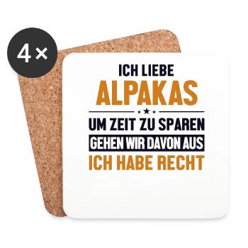 Alpakaliebe hat immer Recht Lama Alpaca Pako - Untersetzer (4er-Set) - Weiß - Vorne