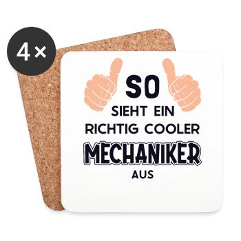 So sieht ein cooler Mechaniker aus Meister Kfz - Untersetzer (4er-Set) - Weiß - Vorne