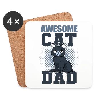 Awesome Cat Dad Kätzchen Hauskatze Miezekatze - Untersetzer (4er-Set) - Weiß - Vorne