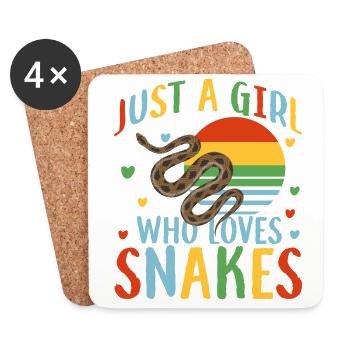 Snake Serpent Retro Just A Girl - Coasters (set of 4) - white - Front