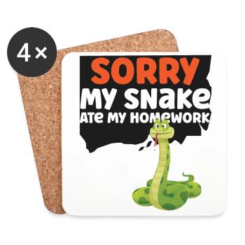 Snake Serpent Sorry My Snake Ate - Untersetzer (4er-Set) - Weiß - Vorne