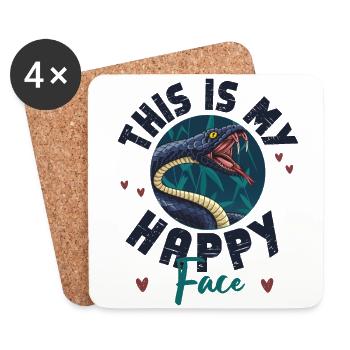 Snake Serpent This Is My Happy - Coasters (set of 4) - white - Front