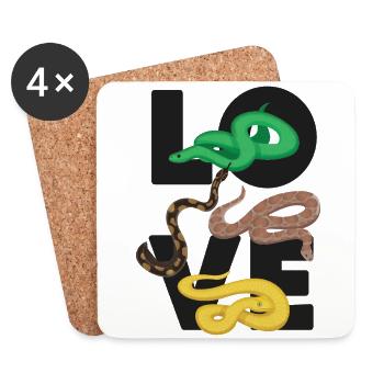Snake Serpent Love - Coasters (set of 4) - white - Front