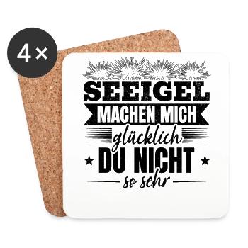 Seeigel machen mich glücklich Du nicht so sehr - Untersetzer (4er-Set) - Weiß - Vorne