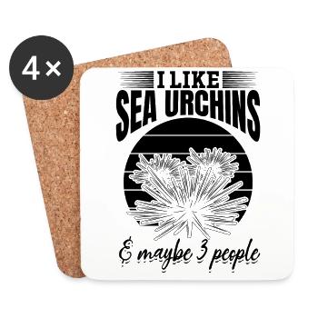 Ich mag Seeigel & vielleicht 3 Leute - Seeigel - Untersetzer (4er-Set) - Weiß - Vorne