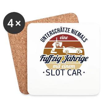 Cinquante ans avec Slot Car Slotcar RC Car 50e - Dessous de verre (lot de 4) - blanc - Devant