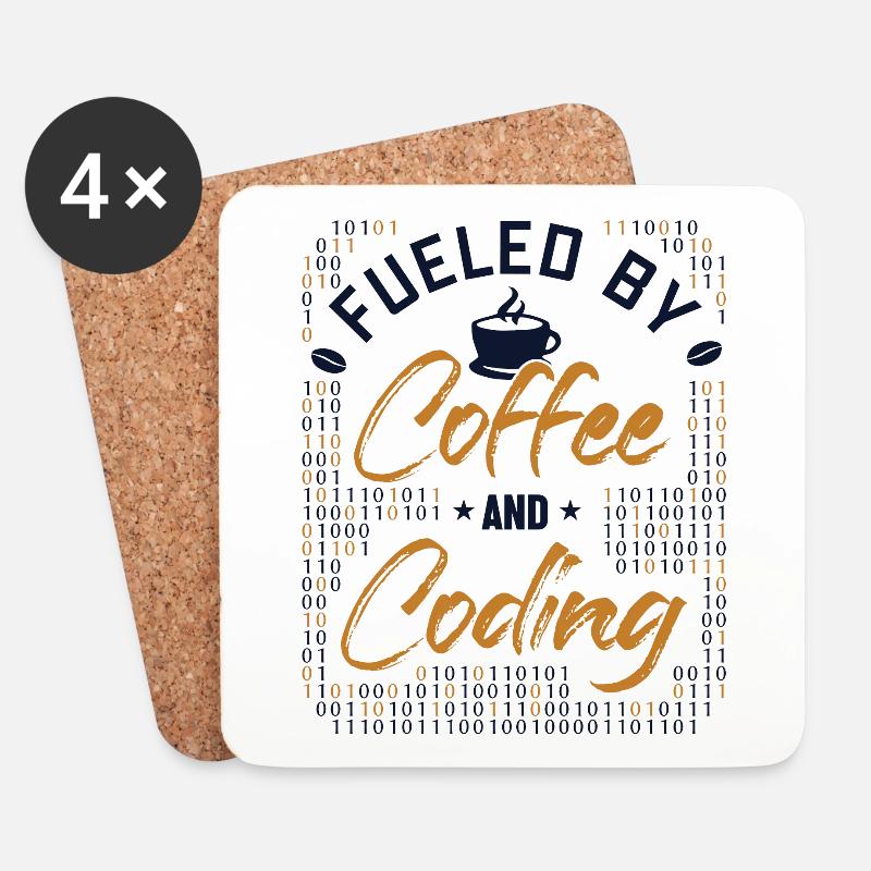 Fueled by Coffee and Coding Developer Coder - Untersetzer (4er-Set) - Weiß
