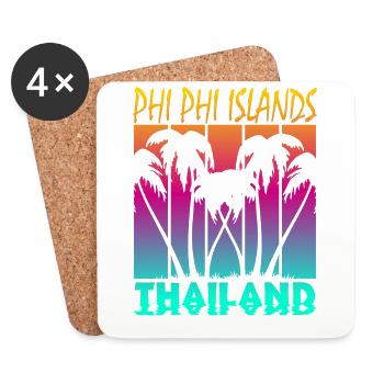 Vintage Phi Phi Islands Thaïlande - Dessous de verre (lot de 4) - blanc - Devant