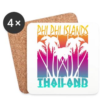Vintage Phi Phi Islands Thaïlande - Dessous de verre (lot de 4) - blanc - Devant