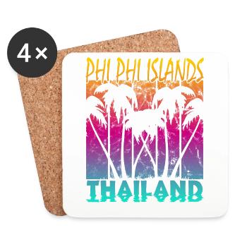 Vintage Phi Phi Islands Thaïlande - Dessous de verre (lot de 4) - blanc - Devant