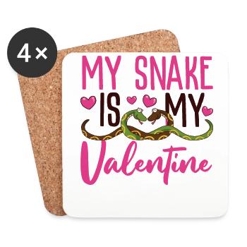 Snake Serpent Valentines Day My - Coasters (set of 4) - white - Front