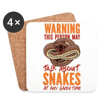 Snake Serpent Warning This Person - Coasters (set of 4) - white - Front