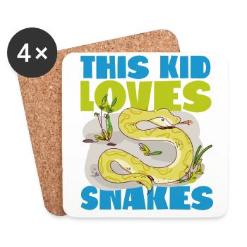 Snake Serpent This Kid Loves - Coasters (set of 4) - white - Front