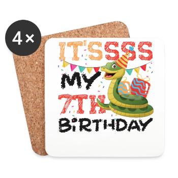 Snake Serpent It'ssss My 7th - Coasters (set of 4) - white - Front