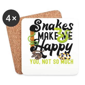 Serpent Serpent Les serpents me rendent heureux - Dessous de verre (lot de 4) - blanc - Devant