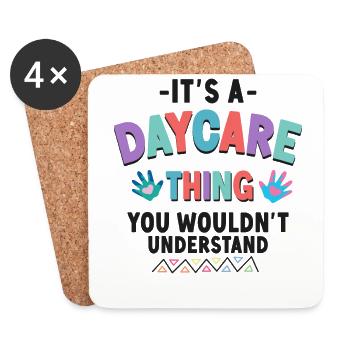 Childcare Daycare Provider Teacher - Coasters (set of 4) - white - Front