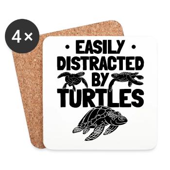 Süße Schildkröten lassen sich leicht von - Untersetzer (4er-Set) - Weiß - Vorne