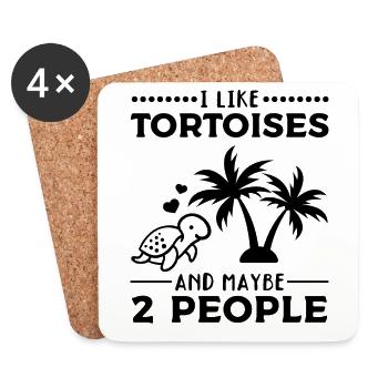 I like turtles and maybe 2 people sweetness - Coasters (set of 4) - white - Front