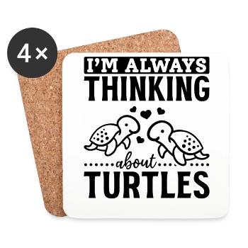Je pense toujours à Turtles I Sea Turtle Cute - Dessous de verre (lot de 4) - blanc - Devant