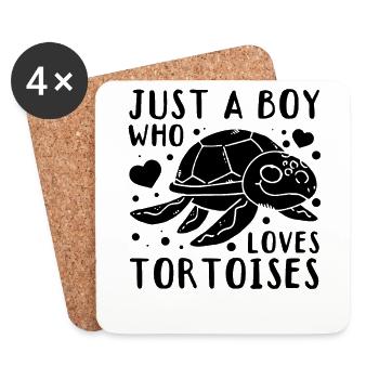 Turtle Tortoises Lover Ich bin nur ein Junge, der - Untersetzer (4er-Set) - Weiß - Vorne