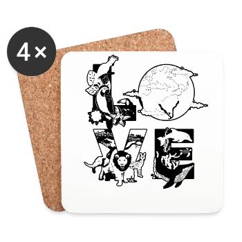 Earth LOVE Earth Day Environment Climate Change LOVE - Coasters (set of 4) - white - Front