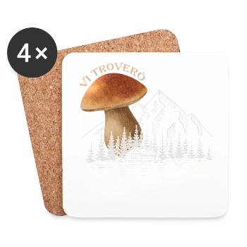 Outfit for mushroom pickers with mountains porcini mushroom mushroom - Coasters (set of 4) - white - Front