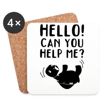 Hello! Can you help me? Funny turtle - Coasters (set of 4) - white - Front
