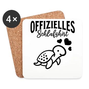 Meeresschildkröte Offizielles Schlafshirt - Untersetzer (4er-Set) - Weiß - Vorne