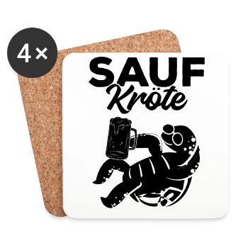 Sauf Kröte Meeresschildkröte Bier Kröte Bier - Untersetzer (4er-Set) - Weiß - Vorne