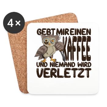 Eule Barista Lebensretter Kaffee Coffee Cappuccino - Untersetzer (4er-Set) - Weiß - Vorne