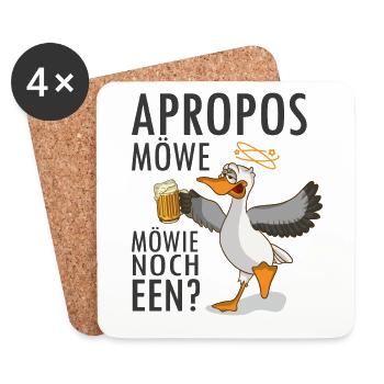 Apropos Möwe Möwie noch een Sabbel nich dat geit - Untersetzer (4er-Set) - Weiß - Vorne