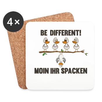 Be different sagt die Möwe Moin ihr spacken - Untersetzer (4er-Set) - Weiß - Vorne