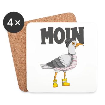Plattdeutsche Möwe Moin Spruch Nordsee Liebhaber - Untersetzer (4er-Set) - Weiß - Vorne