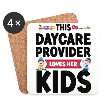 Childcare Daycare Provider Teacher - Coasters (set of 4) - white - Front