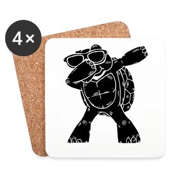 Dabbing Turtle Sea Turtle Lover A cool - Coasters (set of 4) - white - Front