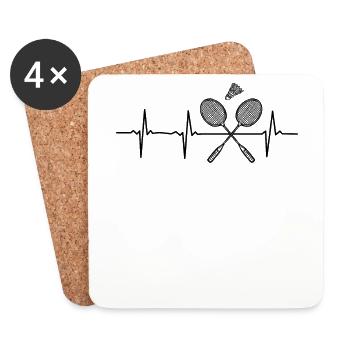 Badminton Heartbeat Badminton Player - Coasters (set of 4) - white - Front