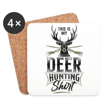 Buck Deer Hunting Hunter Vintage - Dessous de verre (lot de 4) - blanc - Devant