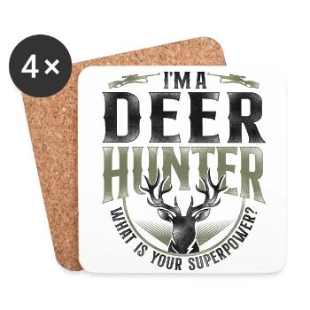 Buck Deer Hunting Hunter Vintage - Coasters (set of 4) - white - Front