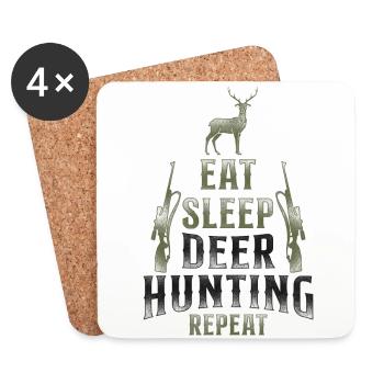 Buck Deer Hunting Hunter Vintage - Dessous de verre (lot de 4) - blanc - Devant