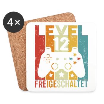 Level 12 Freigeschaltet Geburtstag Junge Mädchen - Untersetzer (4er-Set) - Weiß - Vorne