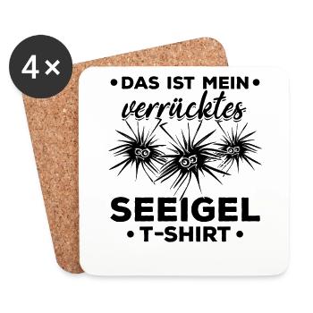 Das ist mein verrücktes Seeigel Shirt Seeigeln - Untersetzer (4er-Set) - Weiß - Vorne
